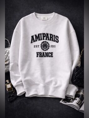 Ami Paris Logo Crewneck Sweatshirt, Unisex size XXXL